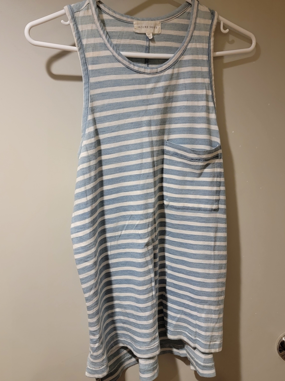 Aritzia Azure Skies Striped Tank Dress - Light Blue & White